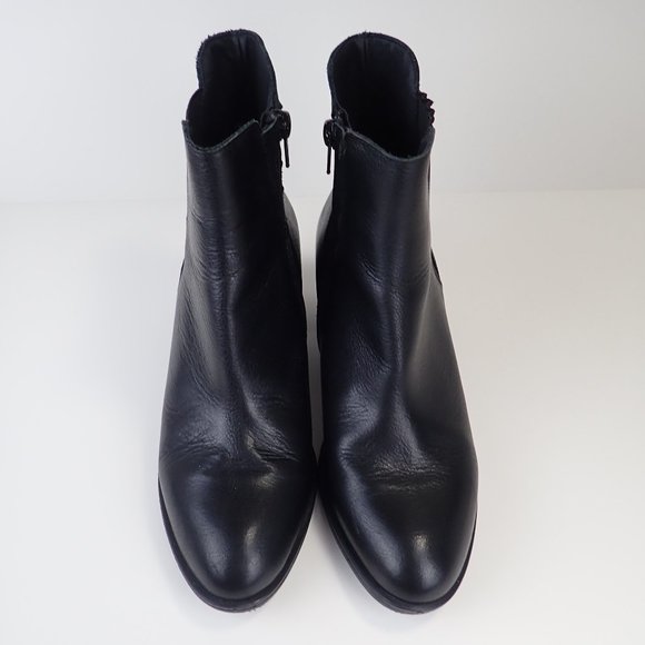 Avellini Leather Ankle Boot Booties Women's Size 37 Chunky Heeled - Picture 2 of 10